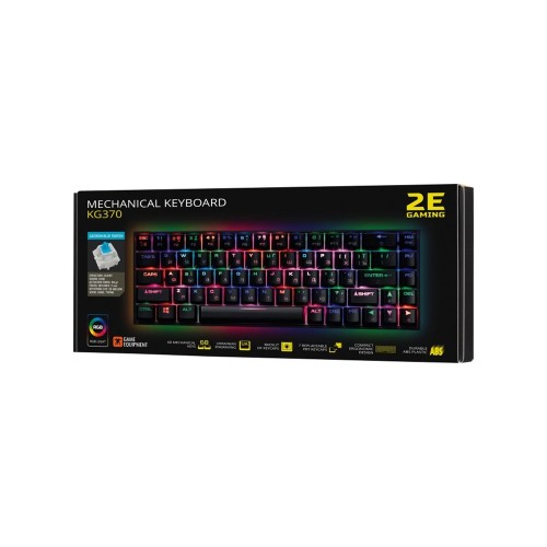 2E GAMING KG370 RGB 68key Gateron Blue Switch USB Black Ukr, клавиатура игровая 