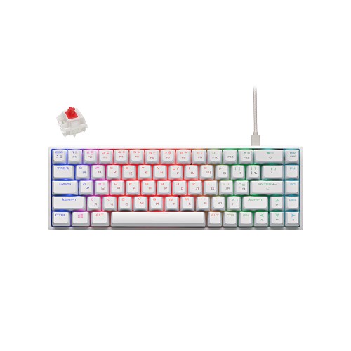 2E GAMING KG370 RGB 68key Gateron Red Switch USB White Ukr, клавиатура игровая 