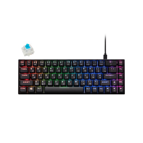 2E GAMING Keyboard KG380 RGB 68key Gateron Blue Switch BT/USB Black Ukr, клавиатура игровая