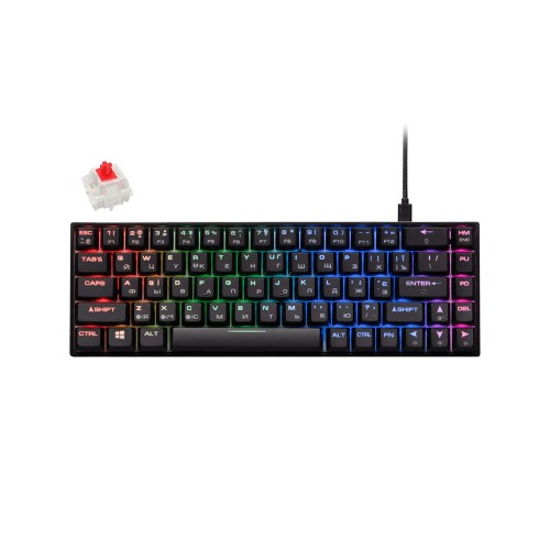 2E GAMING Keyboard KG380 RGB 68key Gateron Red Switch BT/USB Black Ukr, клавиатура игровая