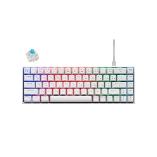 2E GAMING Keyboard KG380 RGB 68key Gateron Blue Switch BT/USB White Ukr, клавиатура игровая