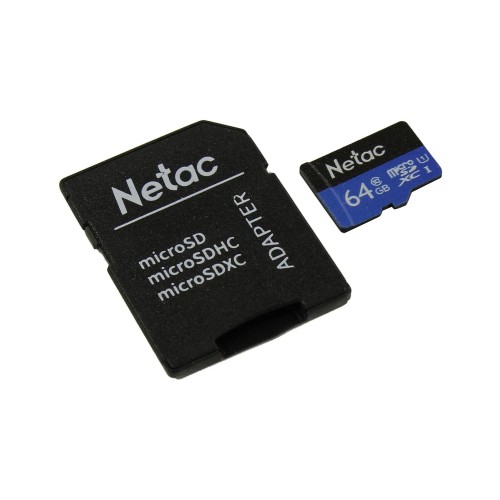 Netac MOBILE MEMORY microSD 64GB C10 UHS-I R80MB/s + SD, карта памяти