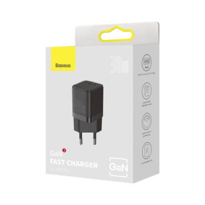 Baseus GAN3 Fast Charger 1C 30W EU black, сетевое зарядное устройство